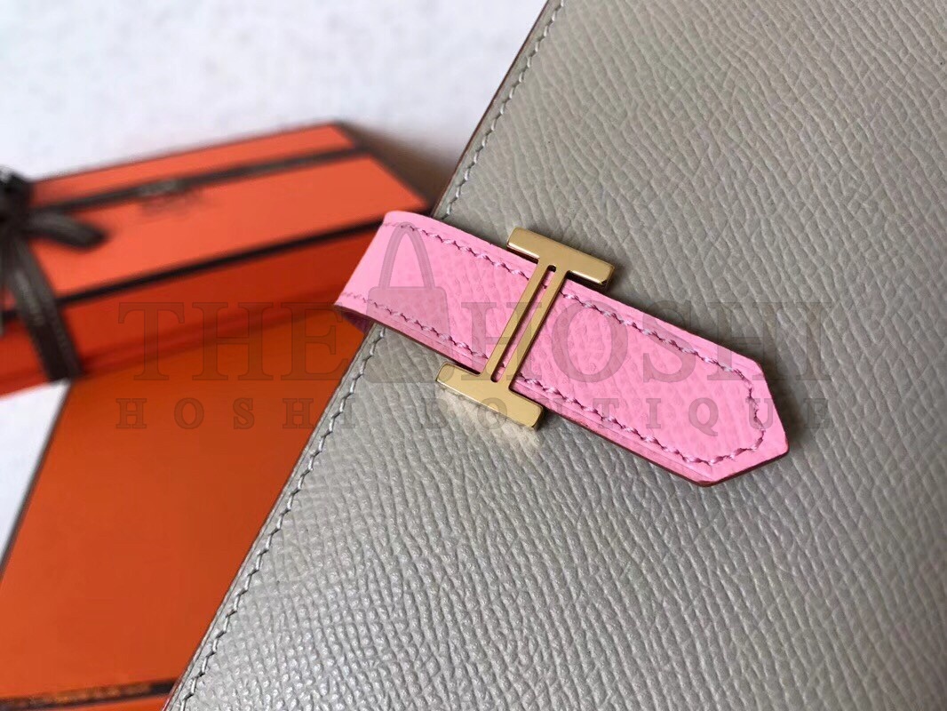 H**me5 Bi-Color Epsom Bearn Wallet Grey/Pink Master Quality