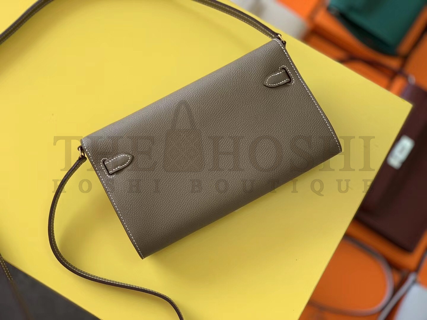 H**me5 Kelly Classique To Go Wallet In Taupe Epsom Calfskin Master Quality