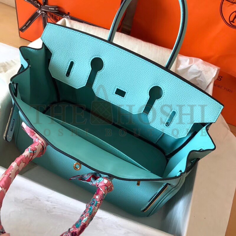 H**me5 Blue Atoll Birkin 30cm Clemence Handmade Bag Master Quality