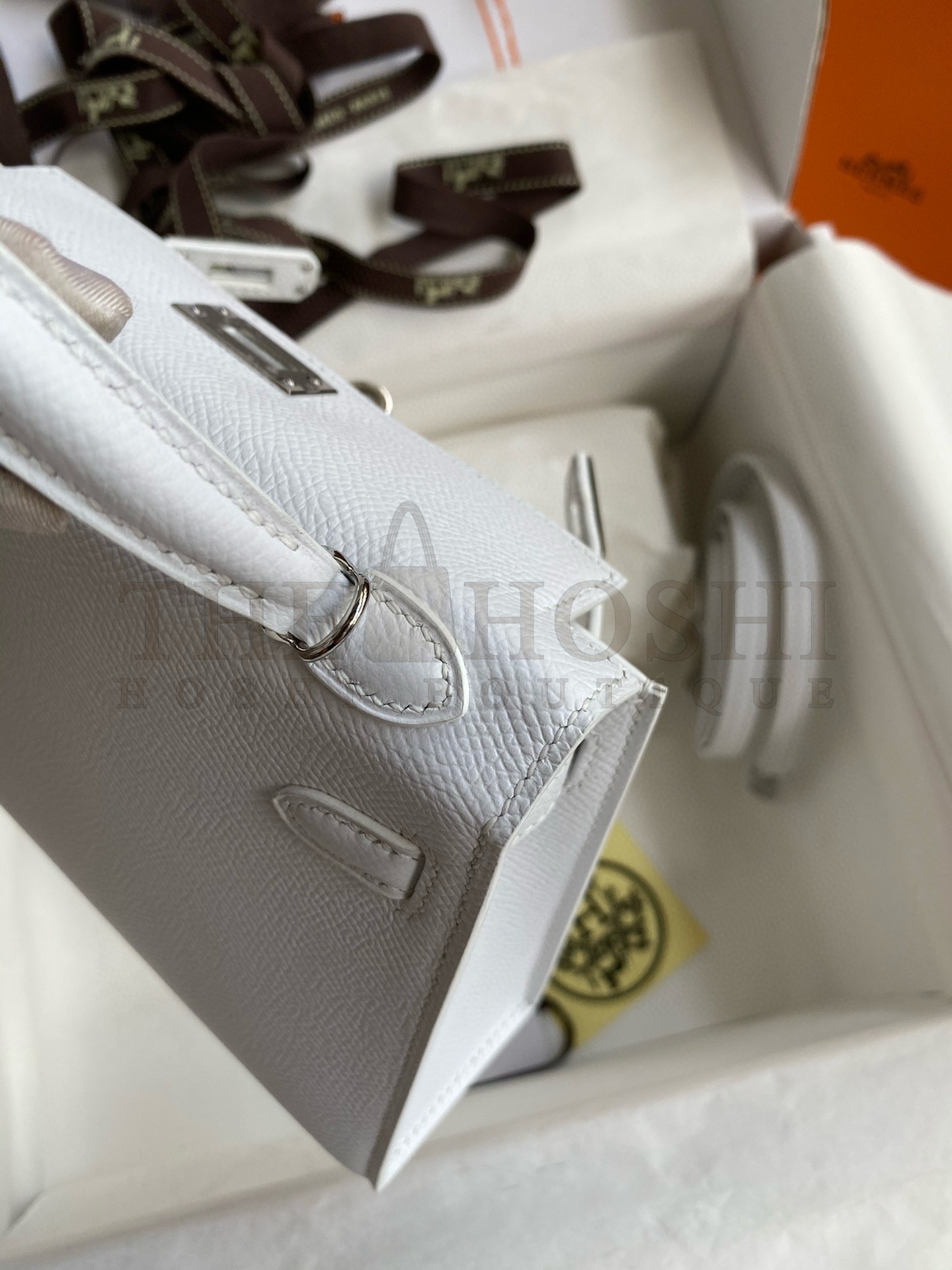 H**me5 Kelly Mini II Sellier Handmade Bag In White Epsom Calfskin Master Quality