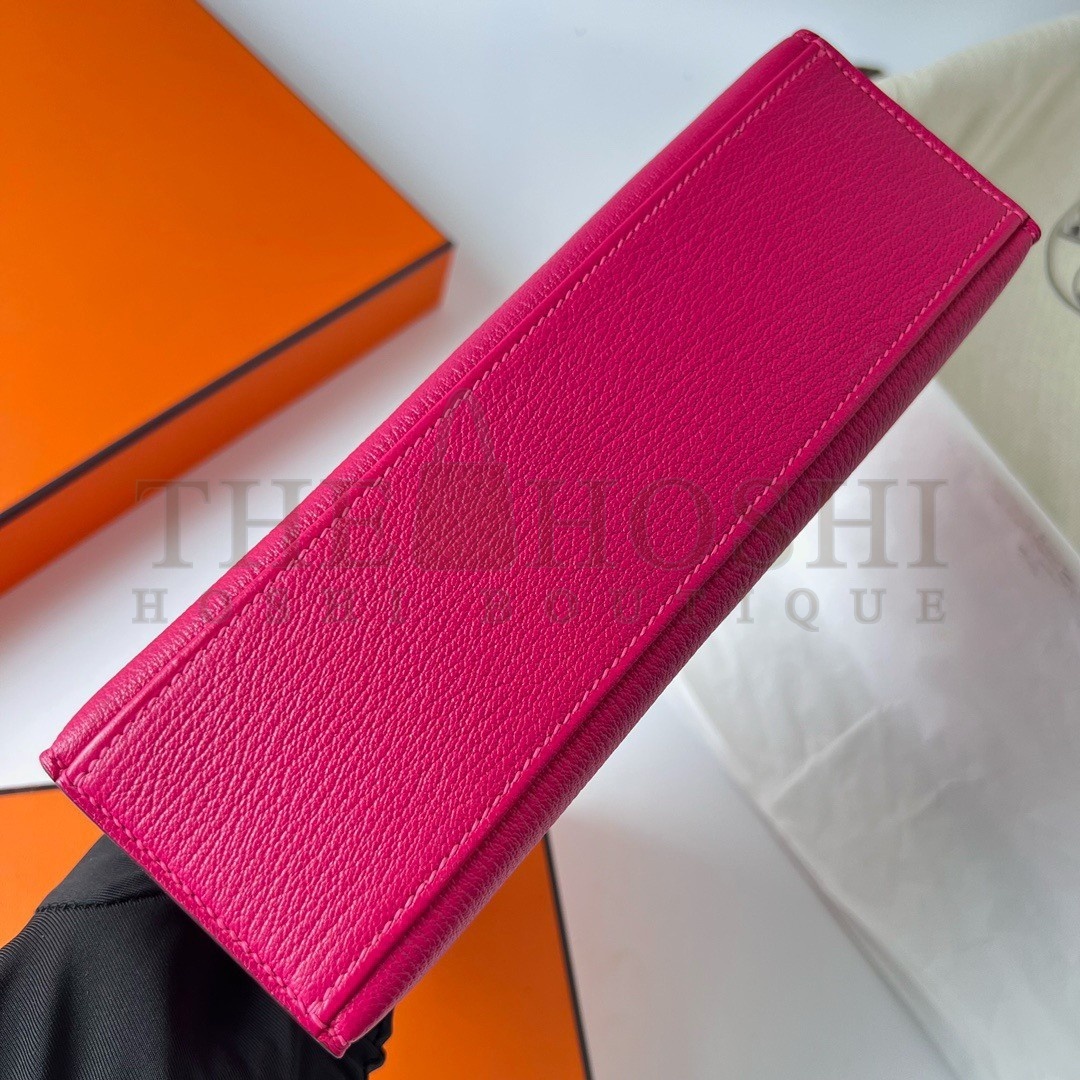 H**me5 Kelly Pochette Handmade Bag In Rose Mexico Chevre Mysore Leather Master Quality
