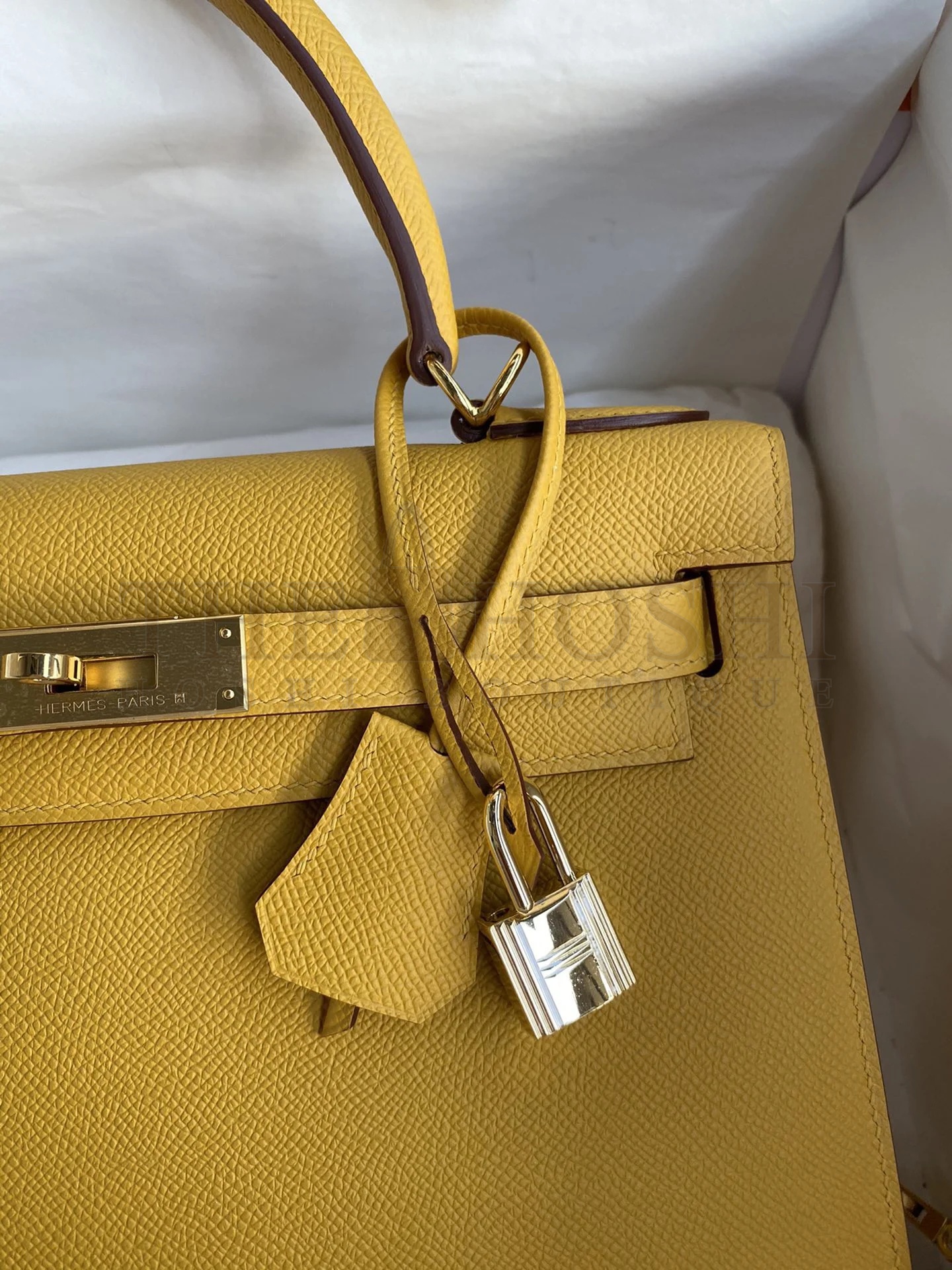 H**me5 Kelly Sellier 28 Handmade Bag In Jaune Ambre Epsom Calfskin Master Quality
