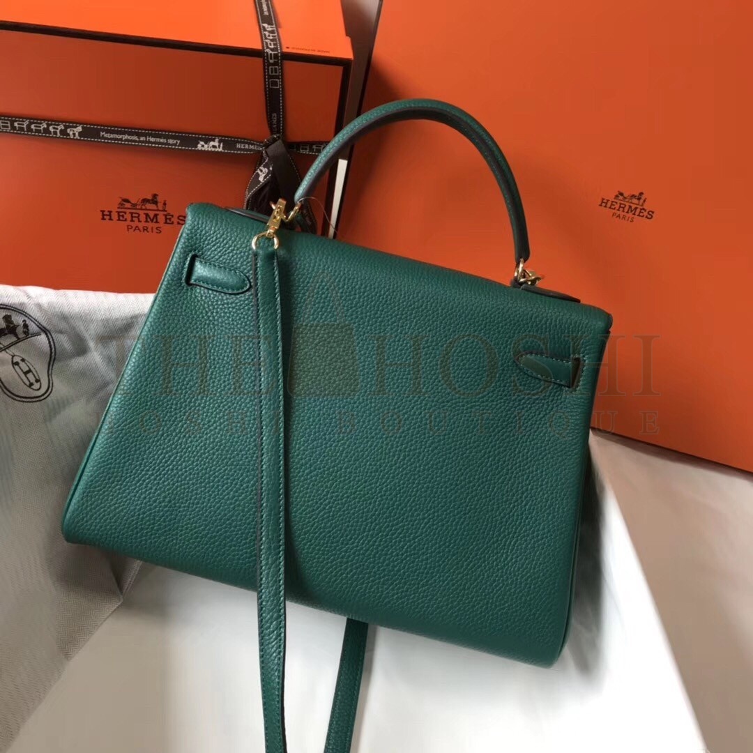 H**me5 Kelly 32cm Retourne Bag In Malachite Clemence Leather Master Quality
