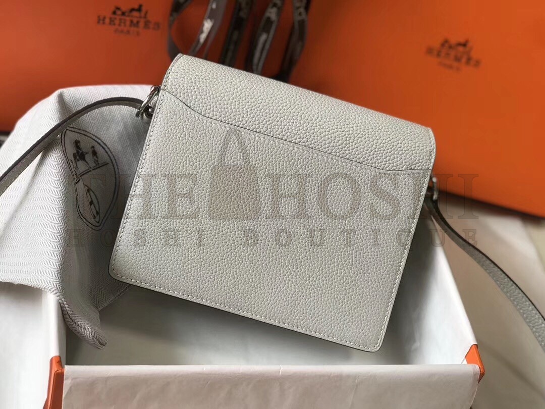 H**me5 Mini Sac Roulis 18cm Bag In Pearl Grey Evercolor Calfskin Master Quality