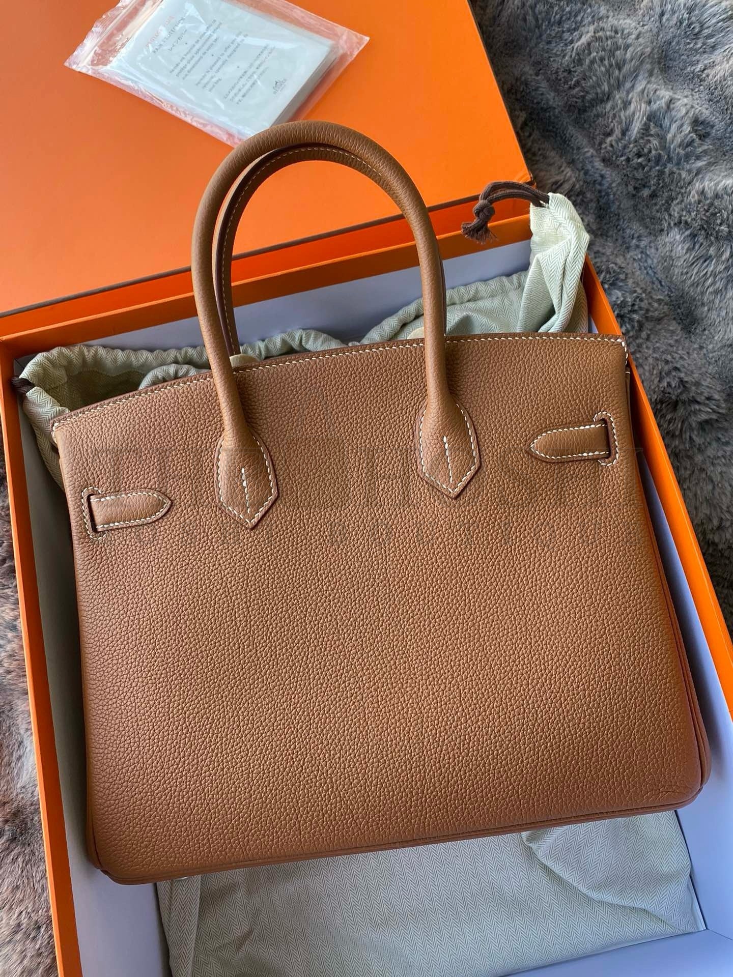 H**me5 Birkin 30 Retourne Handmade Bag in Gold Togo Leather Master Quality