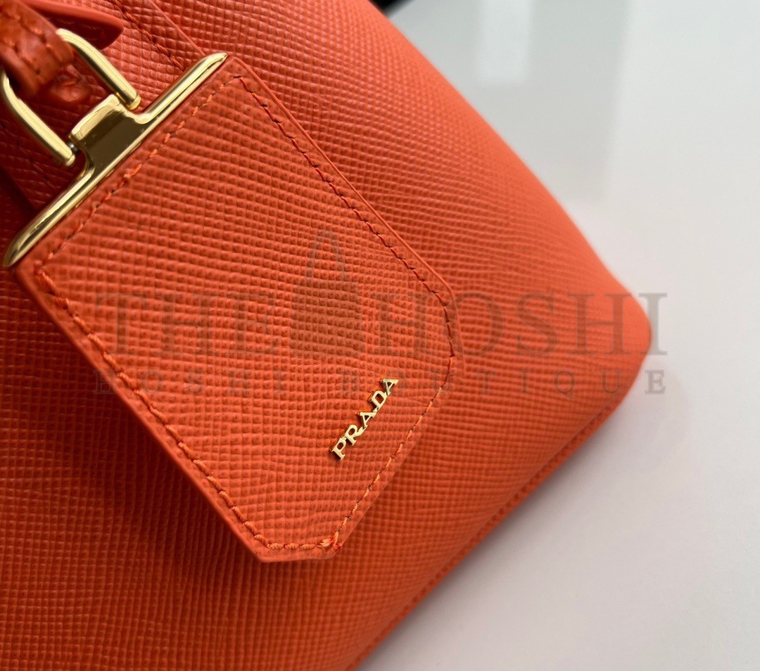 Pra*a Double Mini Bag In Orange Saffiano Leather Master Quality