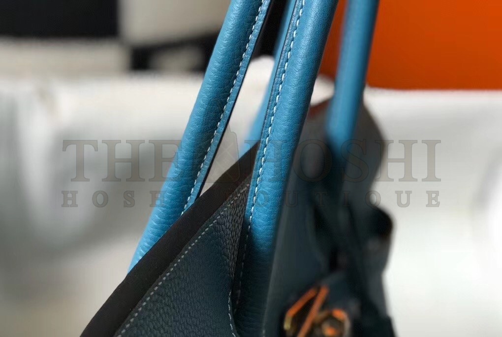 H**me5 Birkin 35 Bag in Blue Jean Clemence Leather with GHW Master Quality