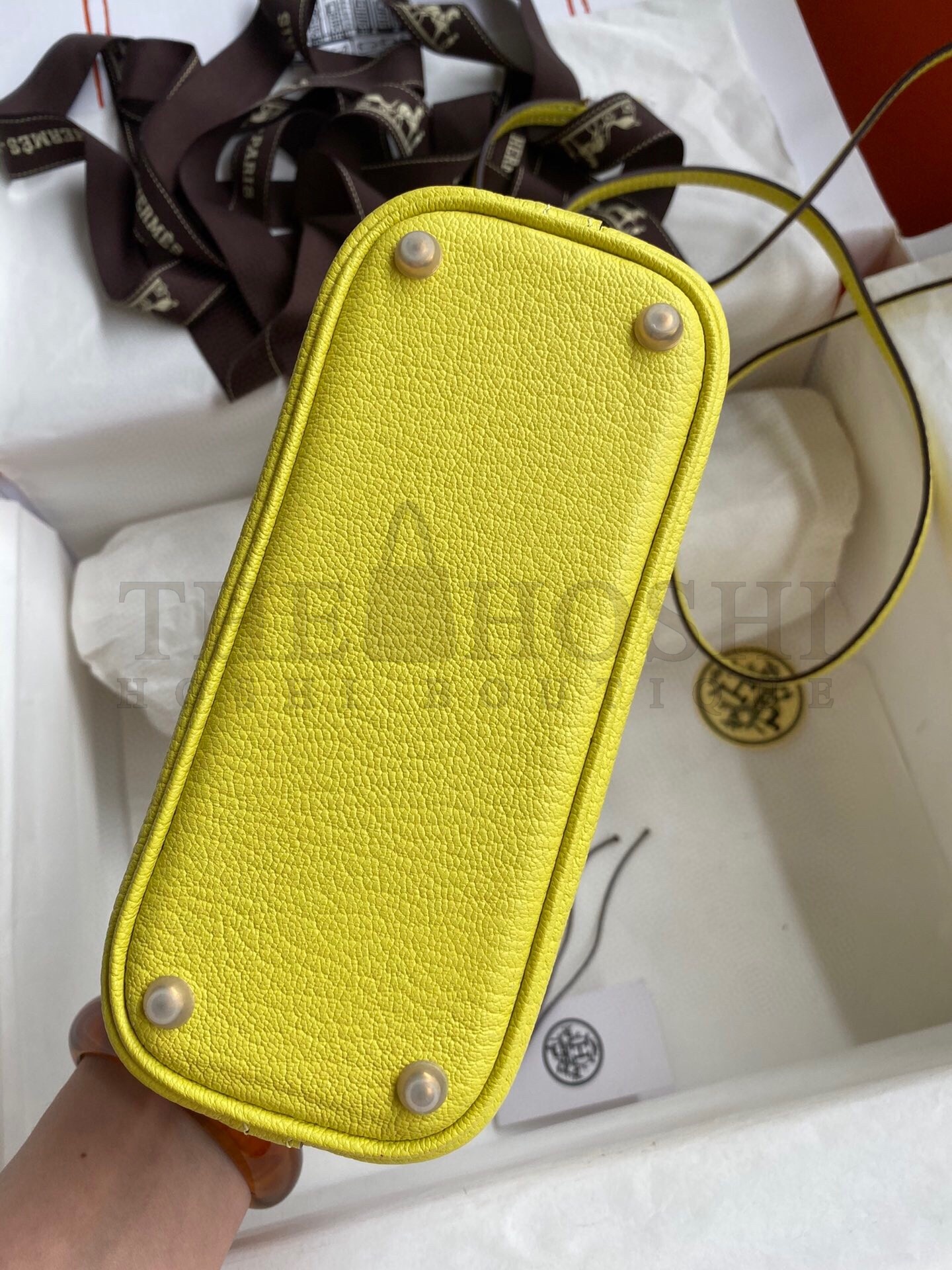 H**me5 Bolide 1923 Mini Handmade Bag In Lime Chevre Mysore Leather Master Quality