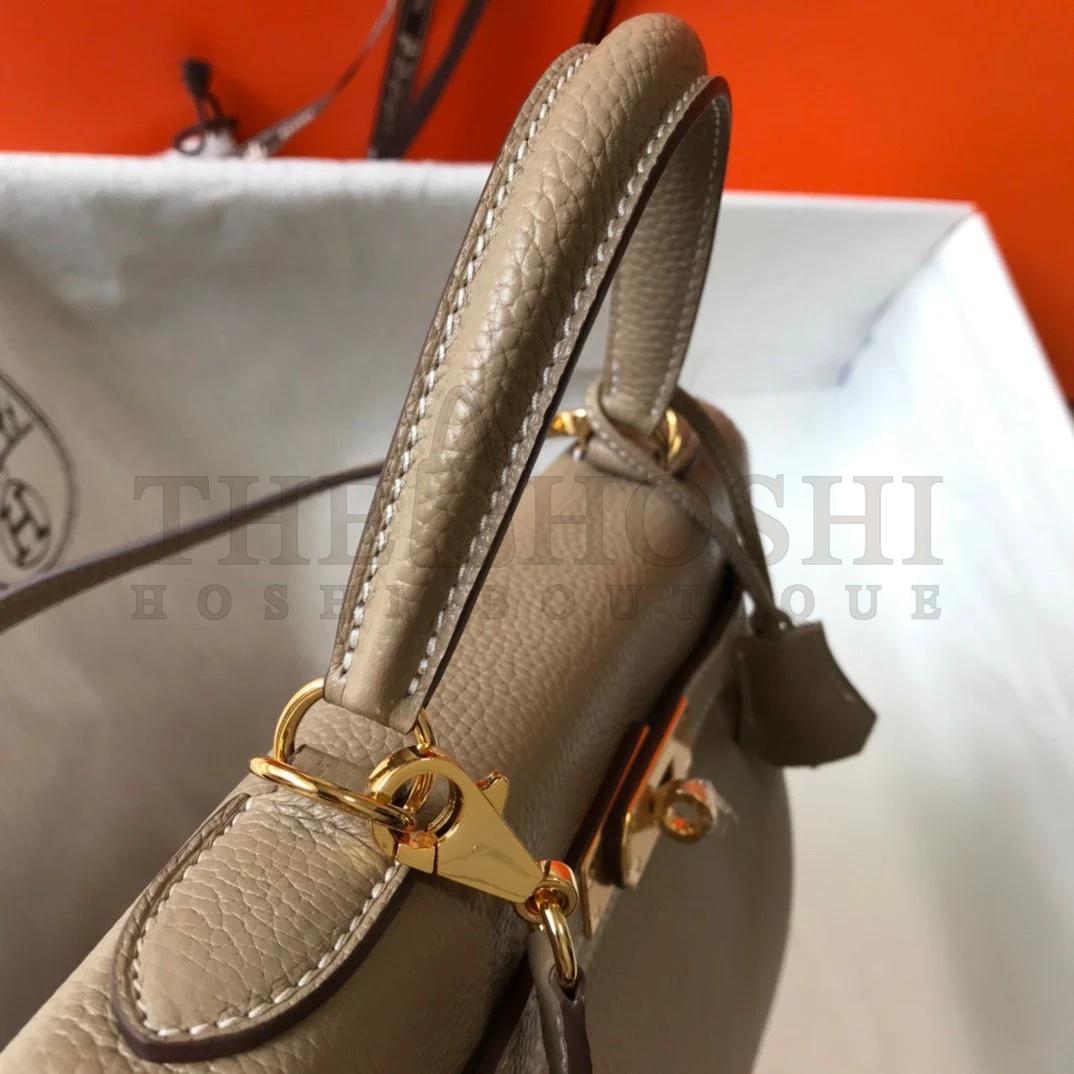 H**me5 Kelly 28cm Retourne Bag in Gris Tourterelle Clemence Leather GHW Master Quality