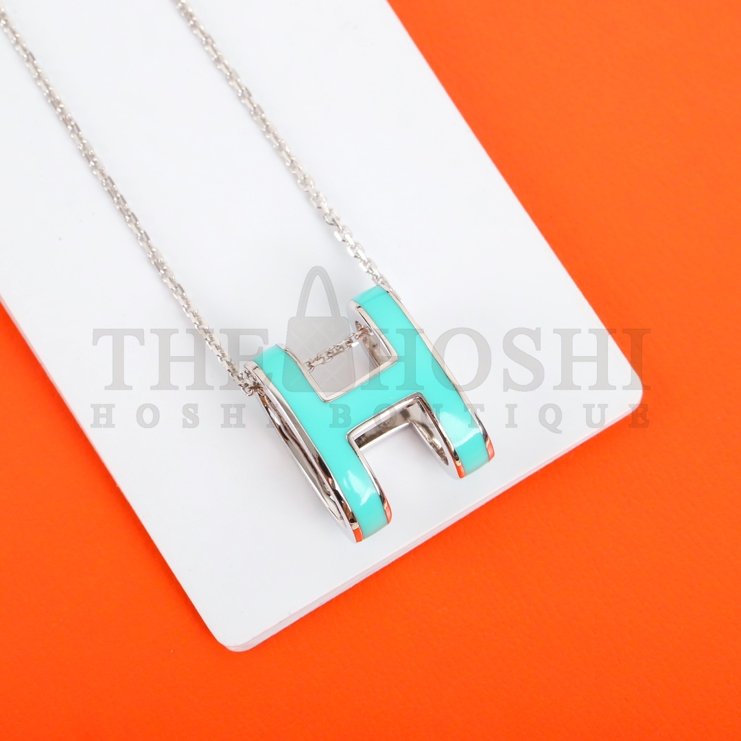 Herme* H**me5 Enameled Curved H Necklace Master Quality