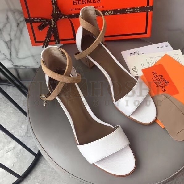 H**me5 Auteuil Sandals In White Calfskin Master Quality