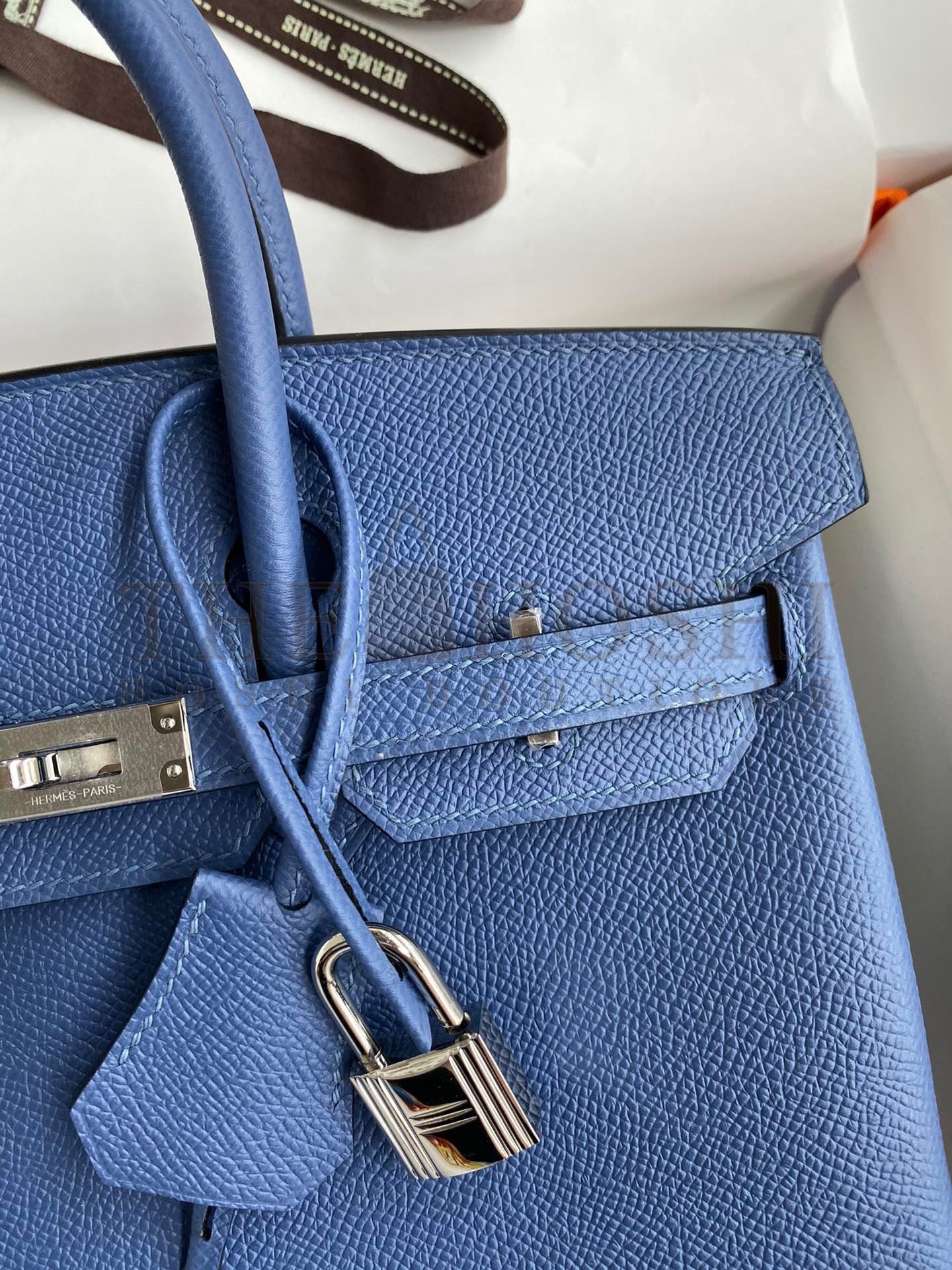 H**me5 Birkin 25 Retourne Handmade Bag In Blue Agate Epsom Calfskin Master Quality