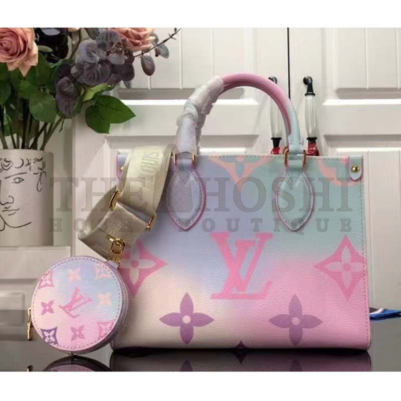 L0vis Vvtt0n LV Women Onthego PM Tote Sunrise Pastel Monogram Coated Canvas Master Quality