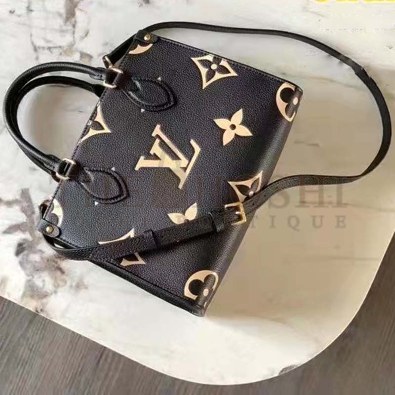 L0vis Vvtt0n LV Women Onthego  Tote Black Embossed Grained Cowhide Leather PM M45659 (25 x 19 x 11.5 cm) GM M45945 (41 x 34 x 19 cm) Master Quality