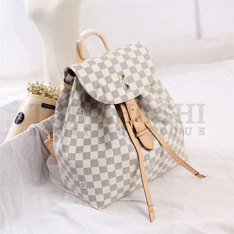L0vis Vvtt0n LV Women Sperone Backpack in Damier Azur Canvas-Beige Master Quality