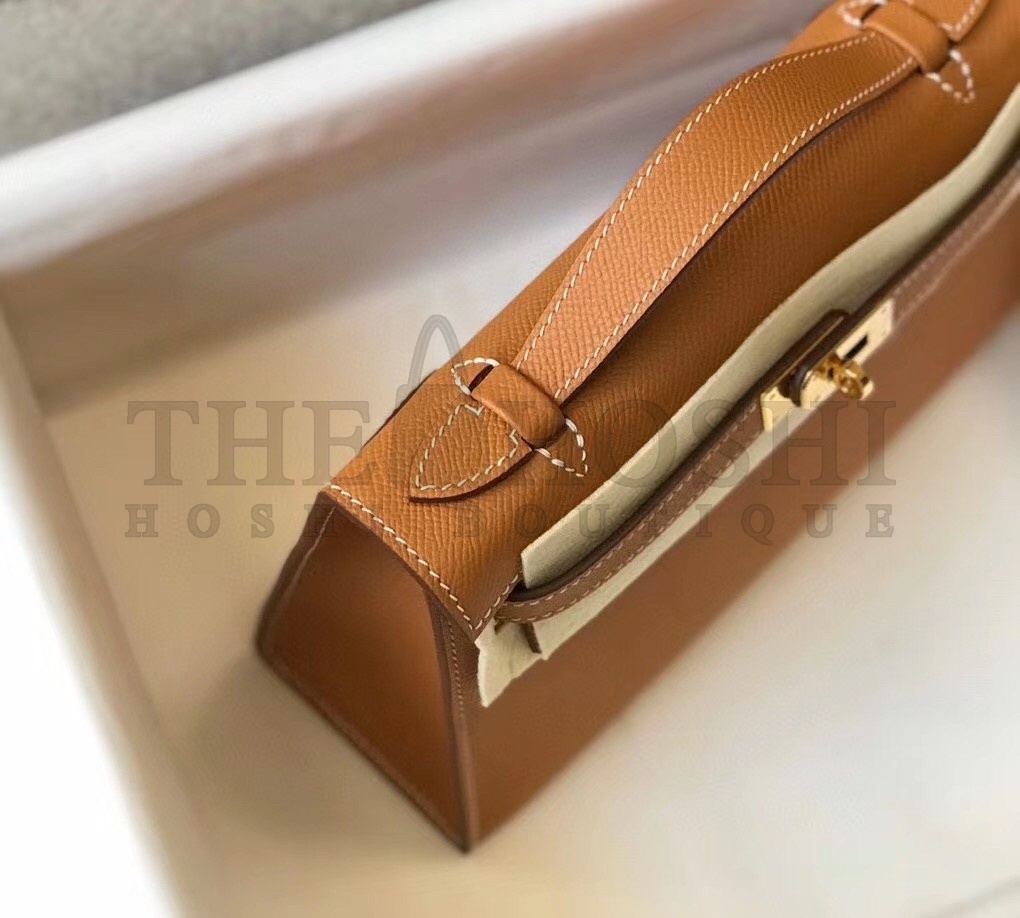 H**me5 Kelly Pochette Bag In Gold Epsom Leather Master Quality