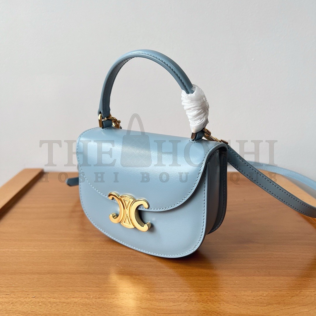 Ce1i*e Mini Besace Clea Bag in Pale Blue Calfskin Master Quality