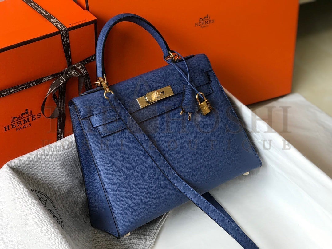 H**me5 Kelly 28cm Sellier Bag in Blue Agate Epsom Calfskin GHW Master Quality