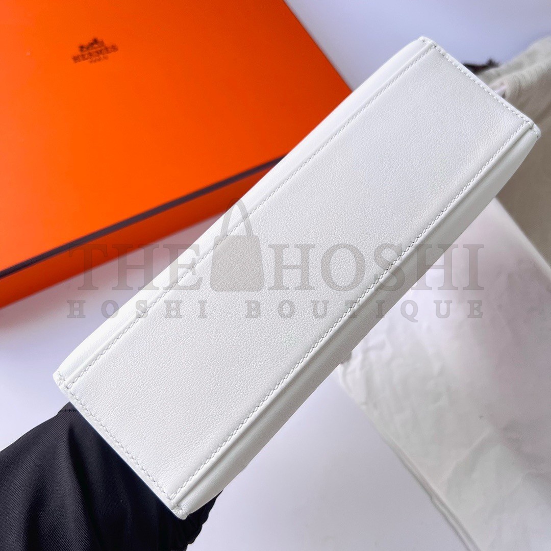 H**me5 Kelly Pochette Handmade Bag In White Swift Calfskin Master Quality