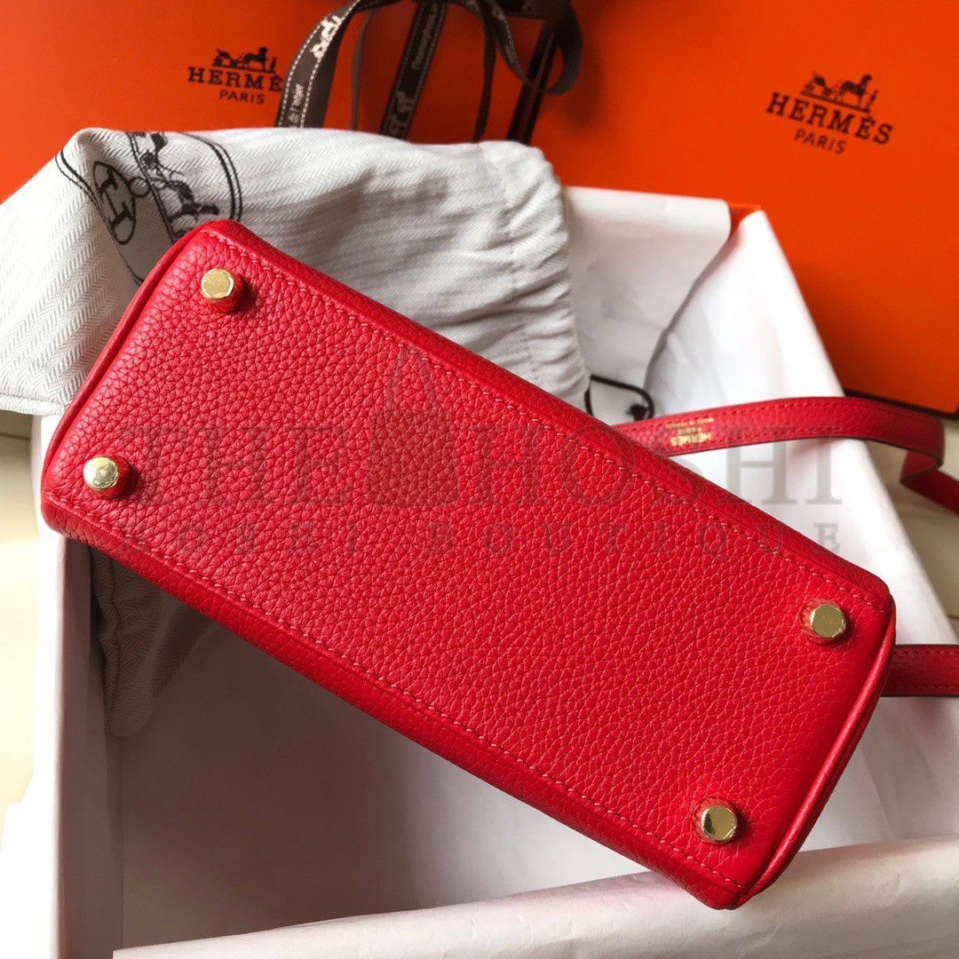 H**me5 Kelly 20cm Bag In Red Clemence Leather GHW Master Quality