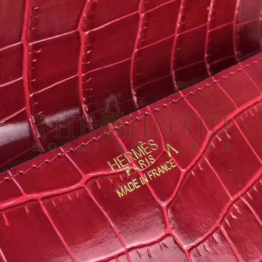 H**me5 Medor Clutch Bag In Red Crocodile Leather Master Quality