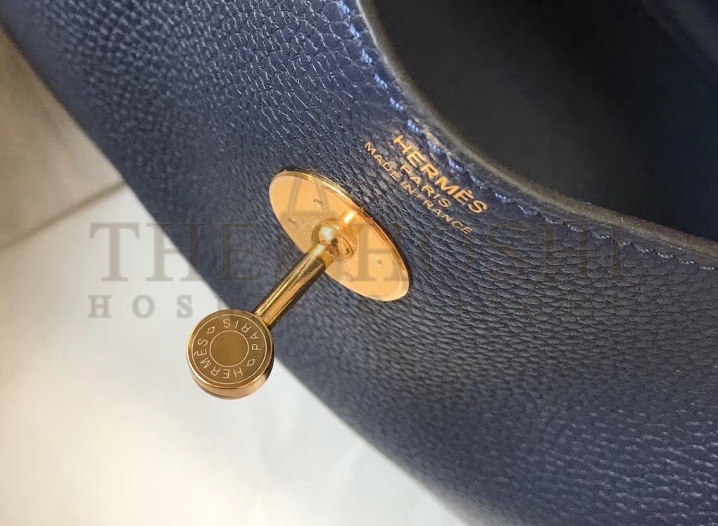 H**me5 Lindy 30cm Bag In Navy Blue Clemence Leather Master Quality