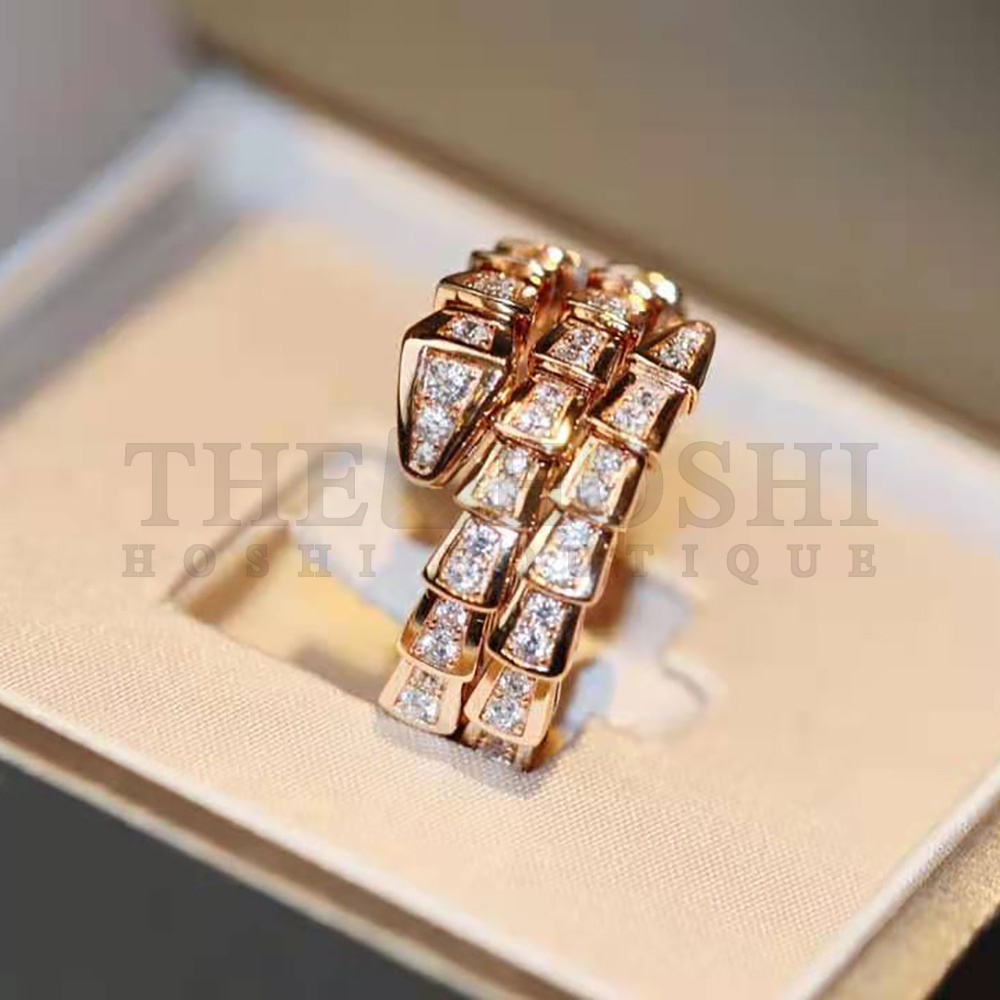 Bv1g*ai Women Serpenti Viper Two-coil 18 KT Rose Gold Ring Master Quality