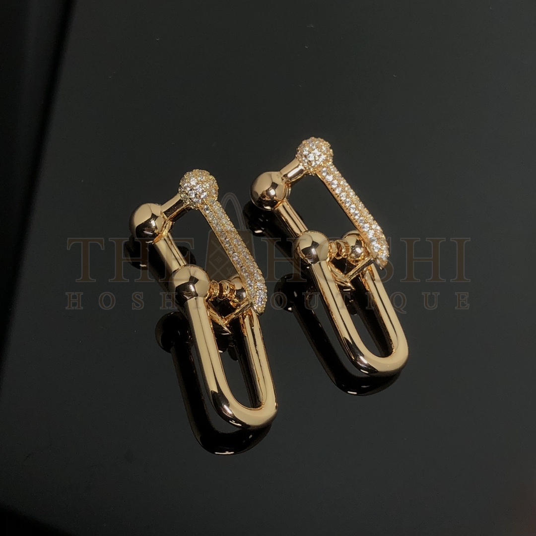 T*f*ny Earrings New Half D1am0nd Double U Ear Dangle Master Quality