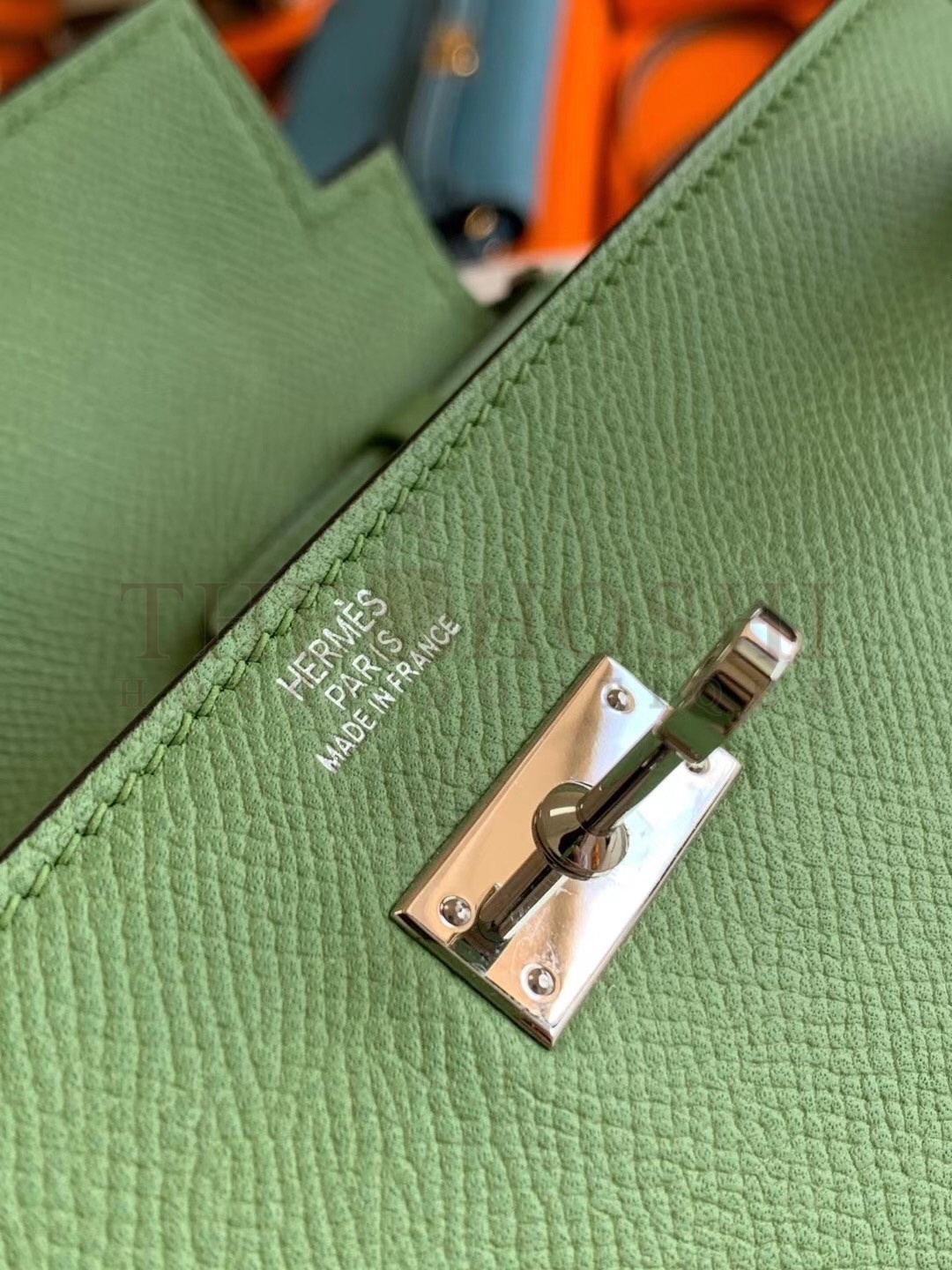 H**me5 Kelly Classique To Go Wallet In Vert Criquet Epsom Calfskin Master Quality