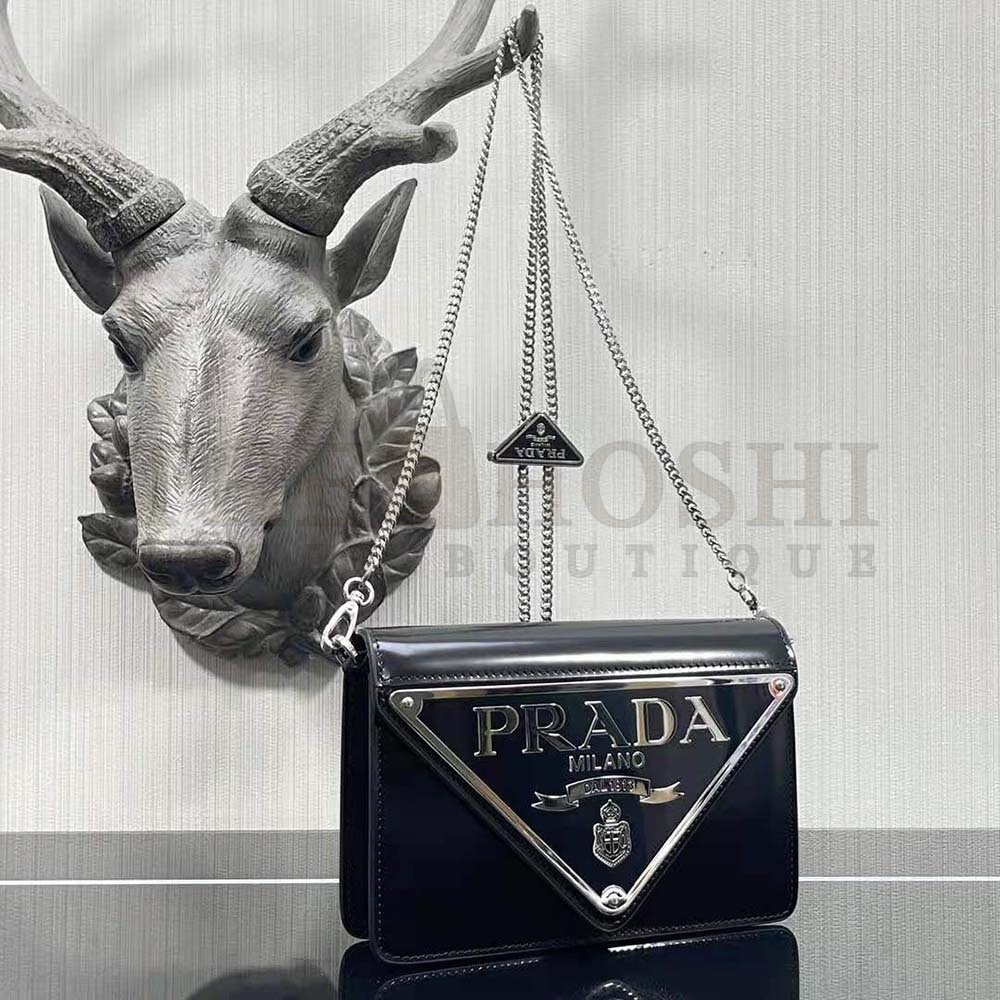 Pra*a Women Brushed Leather Shoulder Bag-Black Master Quality