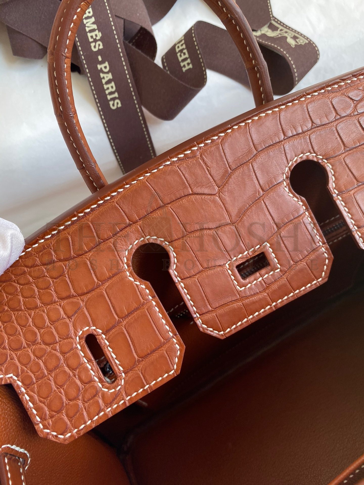 H**me5 Birkin 25 Retourne Handmade Bag In Gold Matte Alligator Leather Master Quality