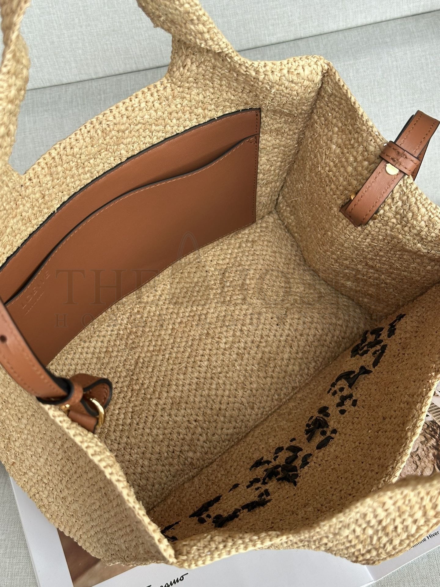 L0ew* Small L0ew* Font Tote in Natural Raffia Master Quality
