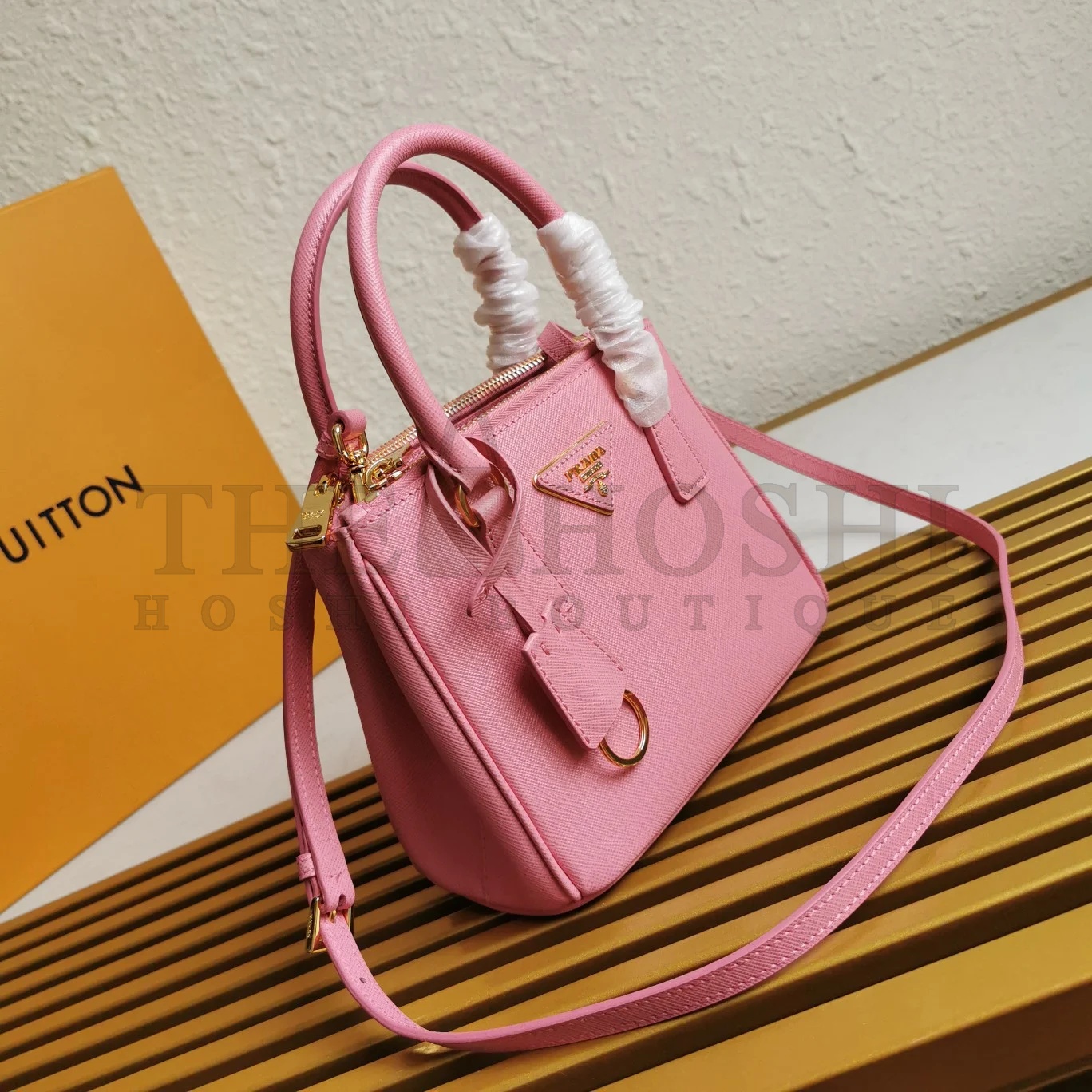 Pra*a Mini Galleria Bag In Pink Saffiano Leather Master Quality