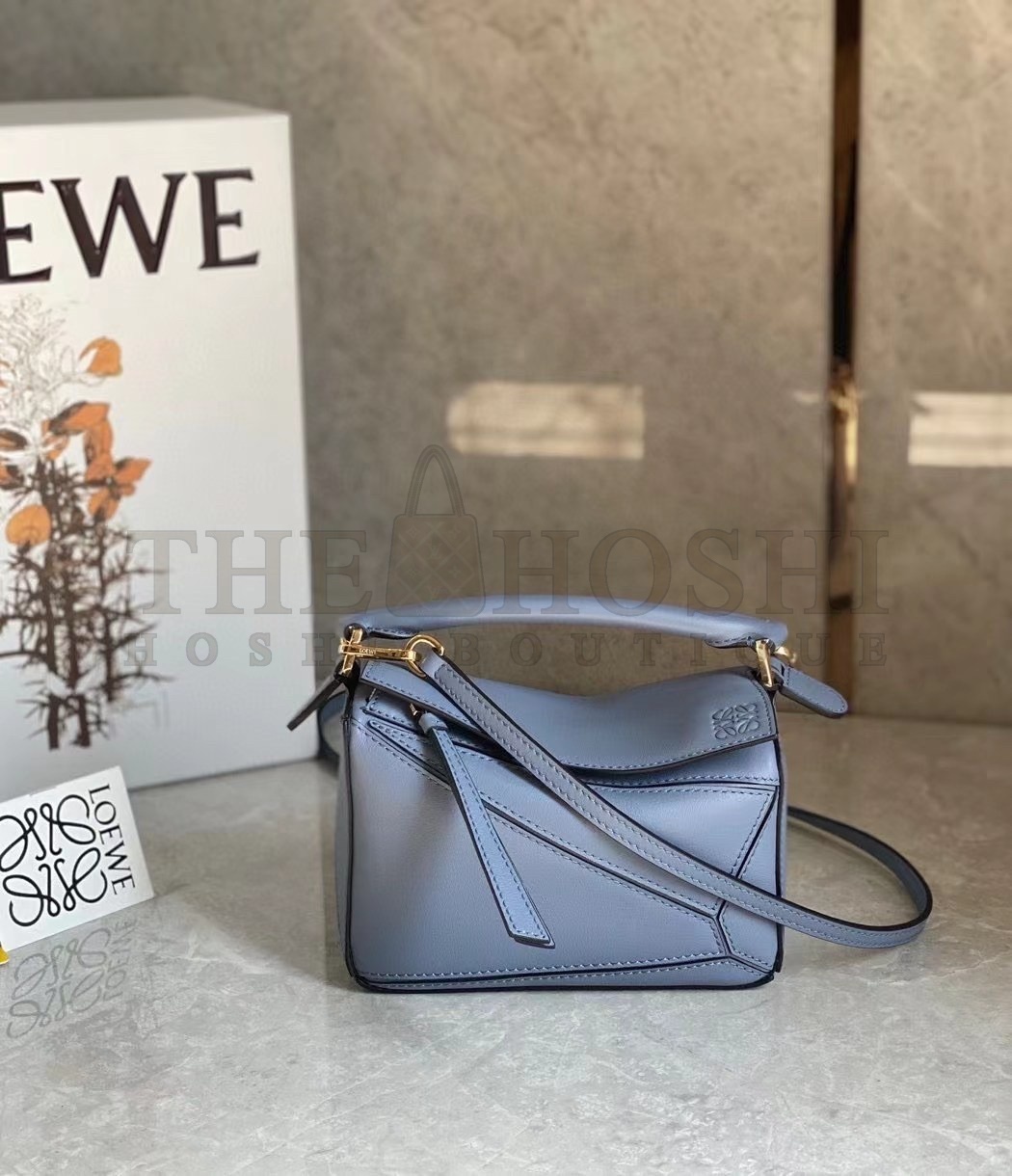 L0ew* Puzzle Mini Bag In Atlantic Blue Calfskin Leather Master Quality