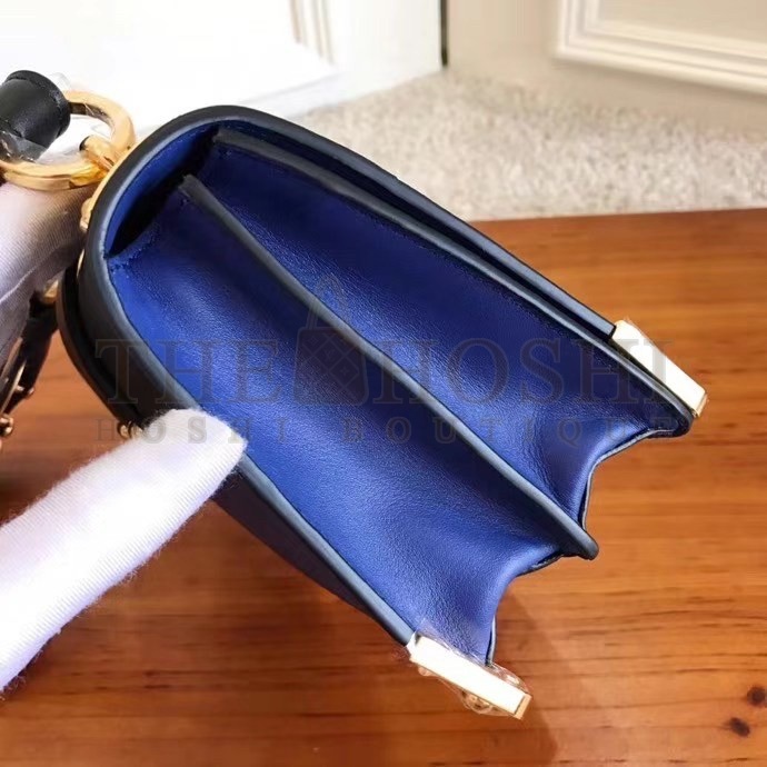 Pra*a Cahier Shoulder Bag In Blue/Black Leather Master Quality