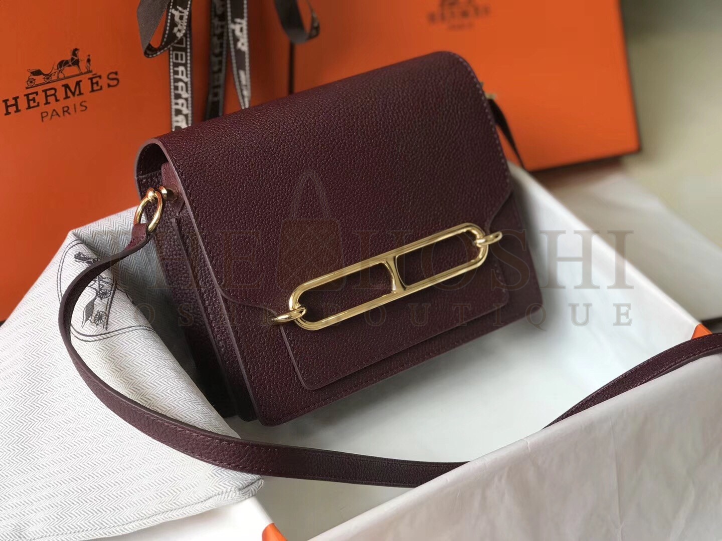 H**me5 Mini Sac Roulis 18cm Bag In Burgundy Evercolor Calfskin Master Quality