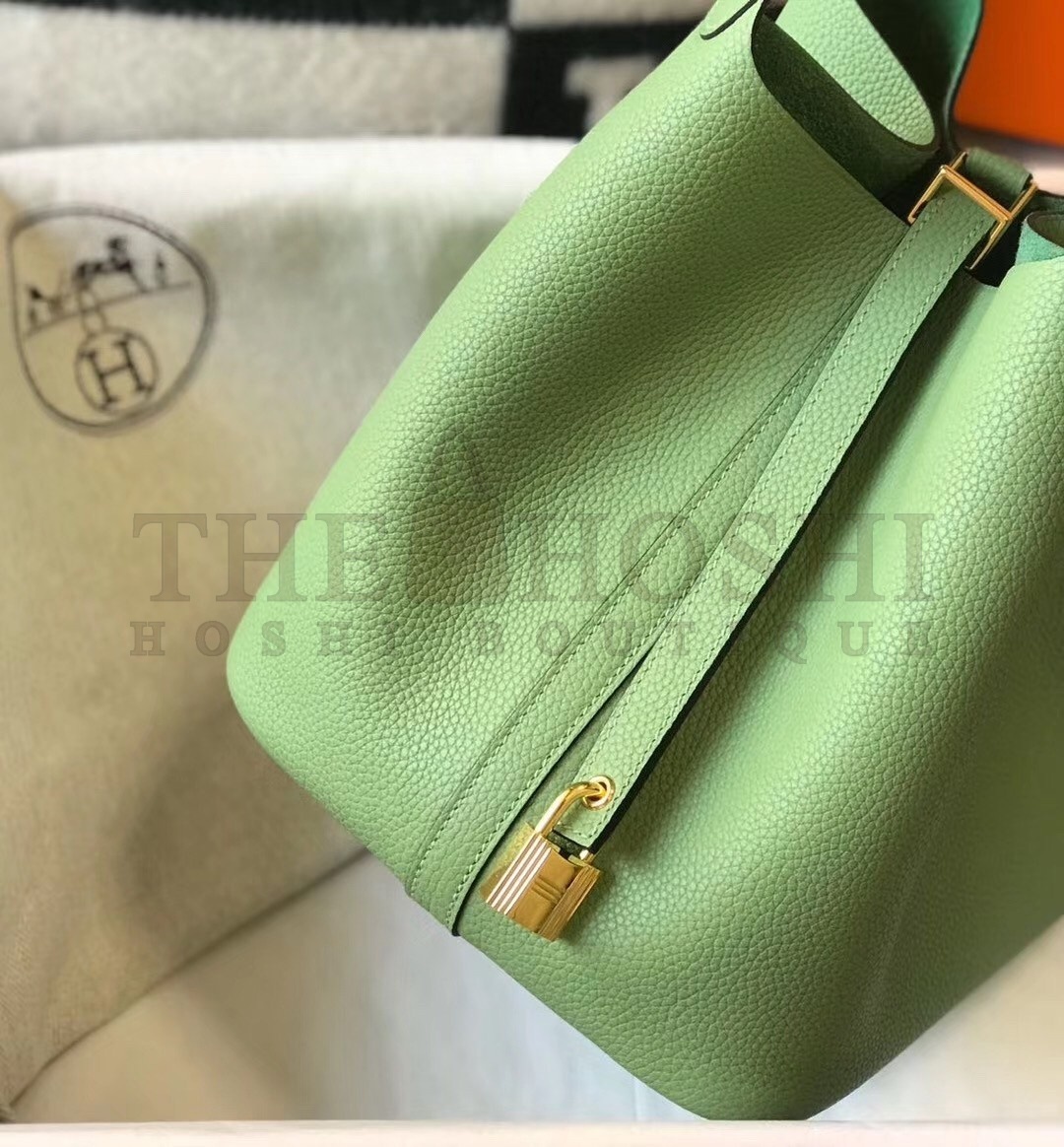 H**me5 Vert Criquet Picotin Lock MM 22cm Handmade Bag Master Quality