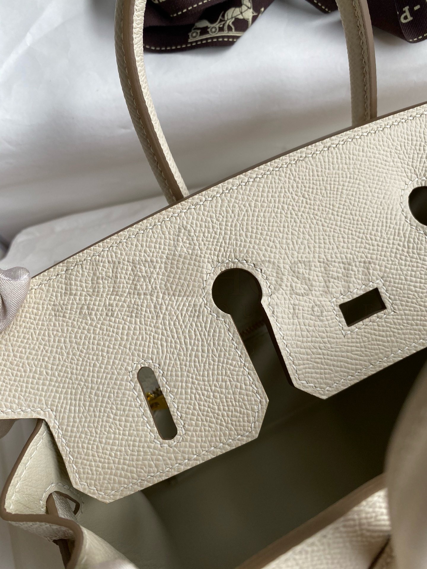 H**me5 Birkin 25 Sellier Handmade Bag In Craie Epsom Calfskin Master Quality