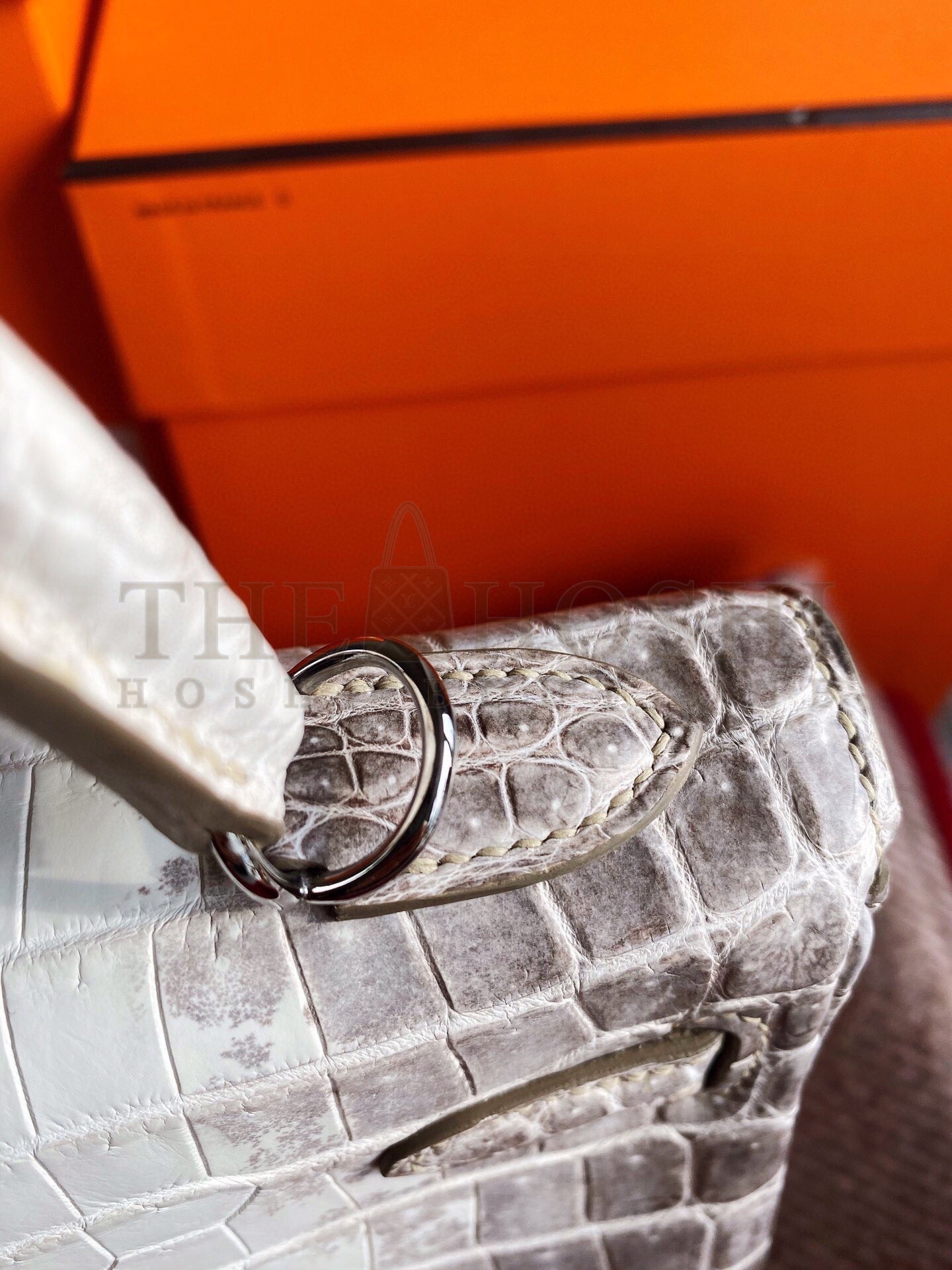 H**me5 Kelly Retourne 25 Handmade Bag In Himalaya Crocodile Niloticus Skin Master Quality