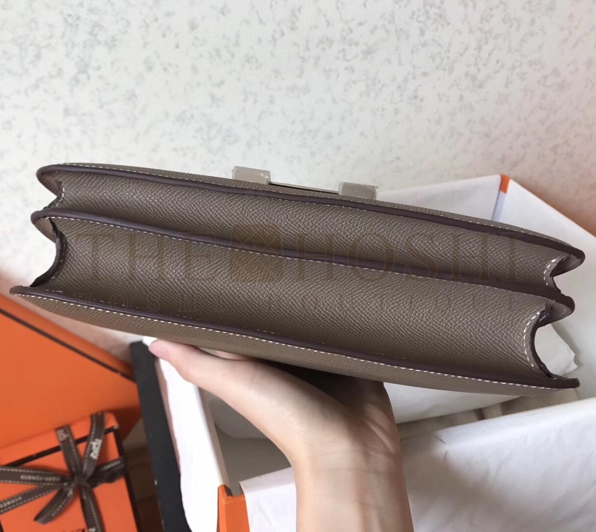 H**me5 Etoupe Epsom Constance Elan 25cm Bag Master Quality