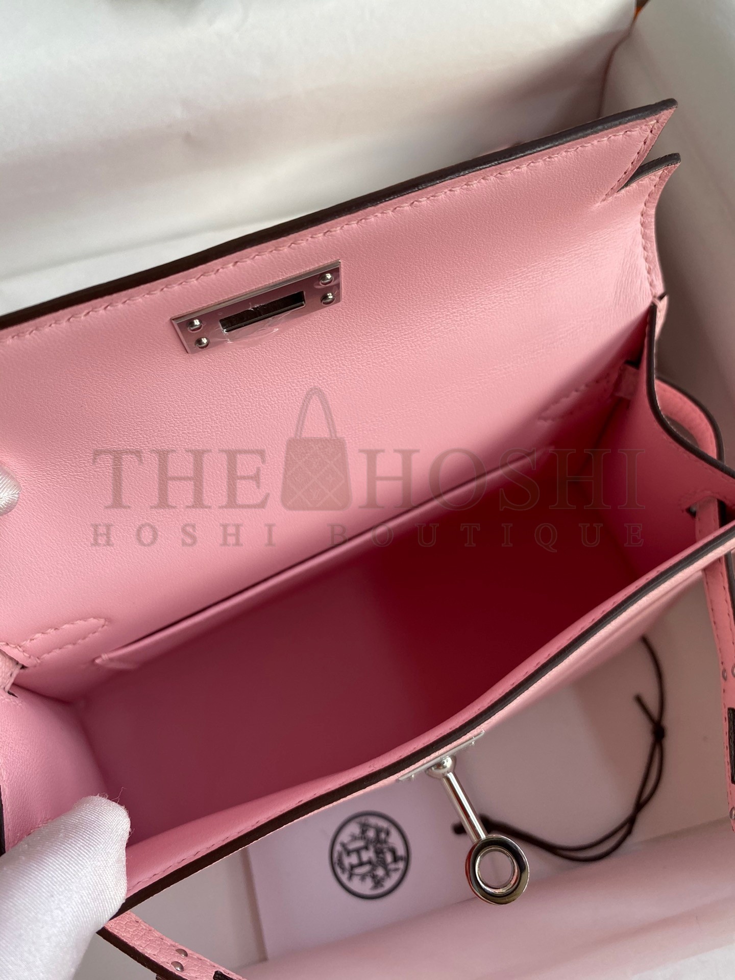 H**me5 Kelly Mini II Sellier Handmade Bag In Rose Sakura Chevre Mysore Leather Master Quality
