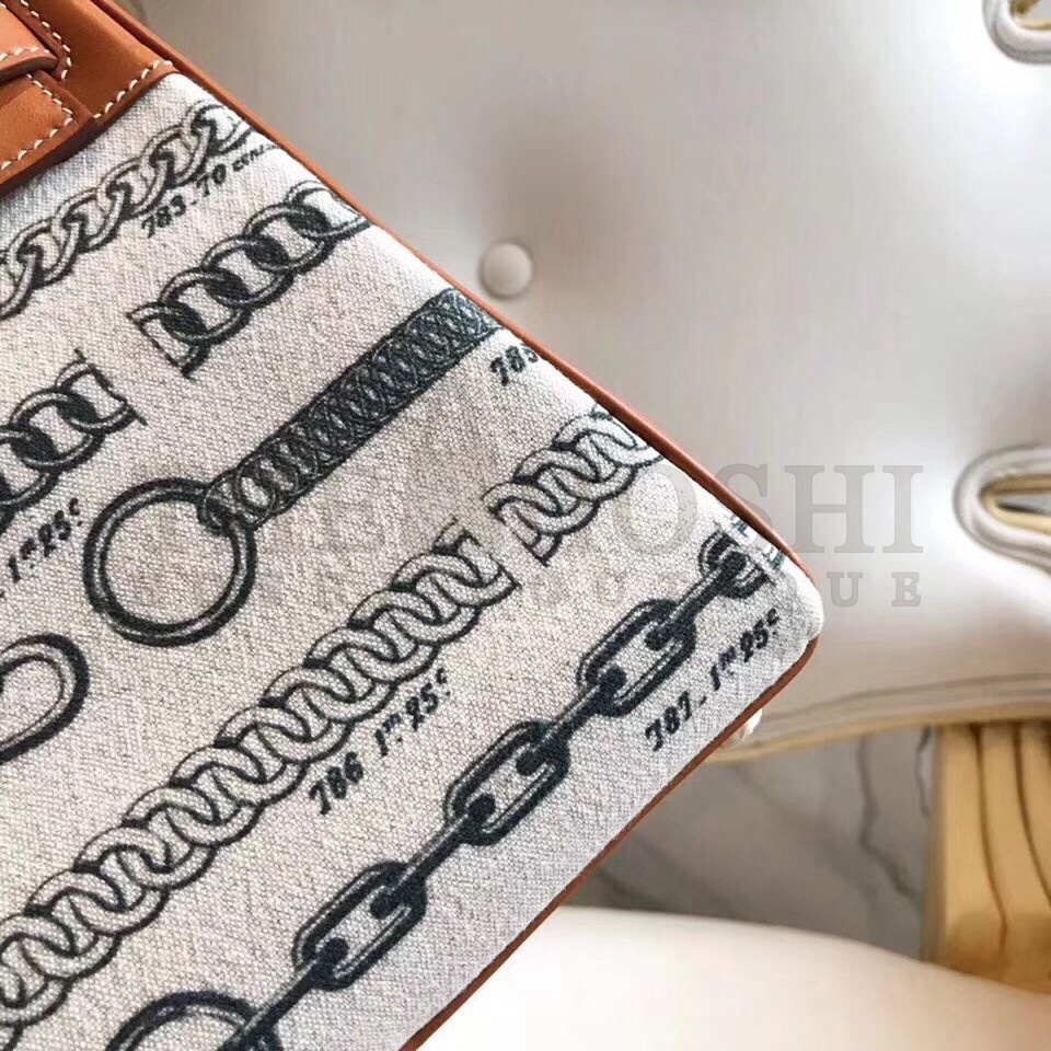 H**me5 Kelly 28cm De Camp Dechainee Toile Bag Master Quality