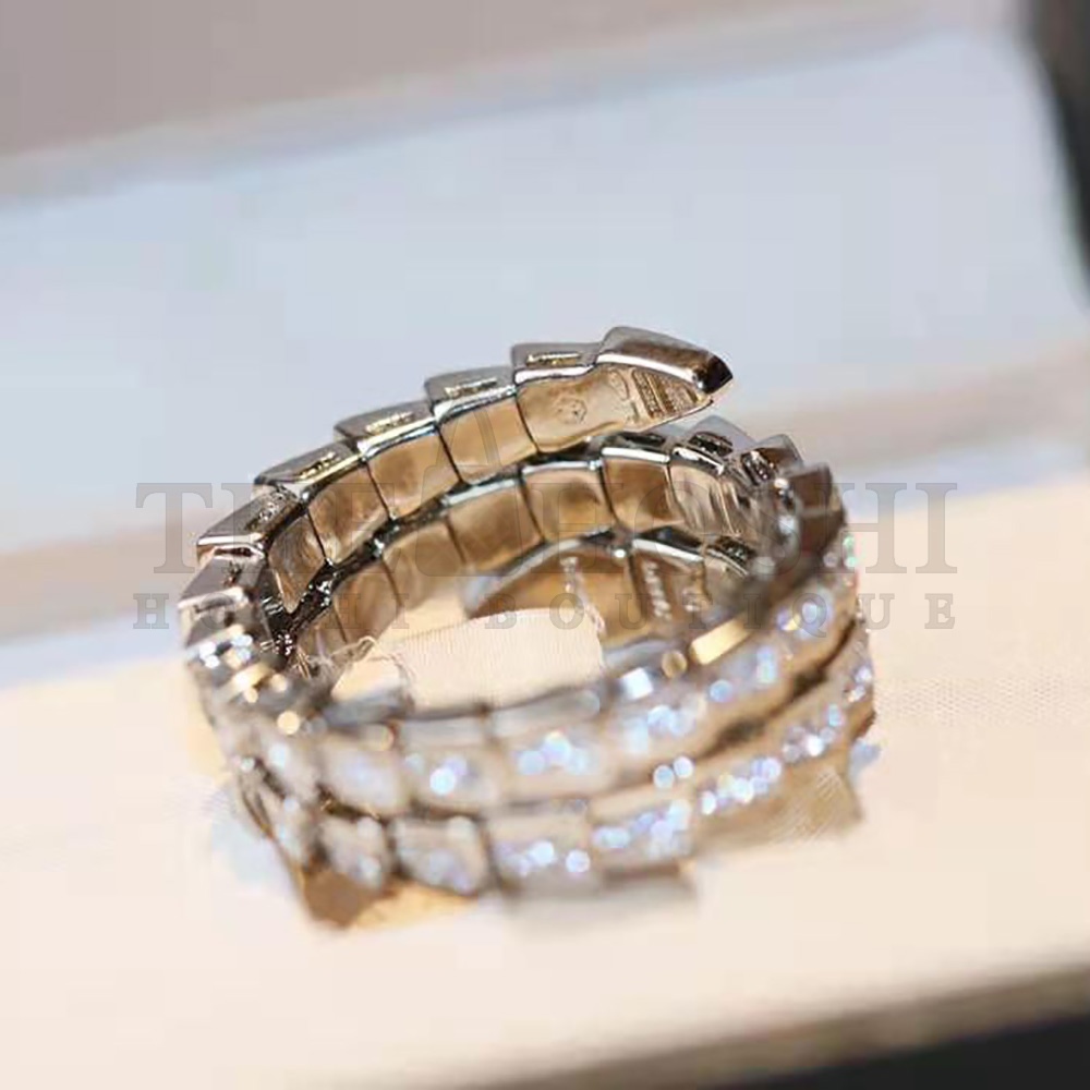Bv1g*ai Women Serpenti Viper Two-coil 18 KT White Gold Ring Master Quality