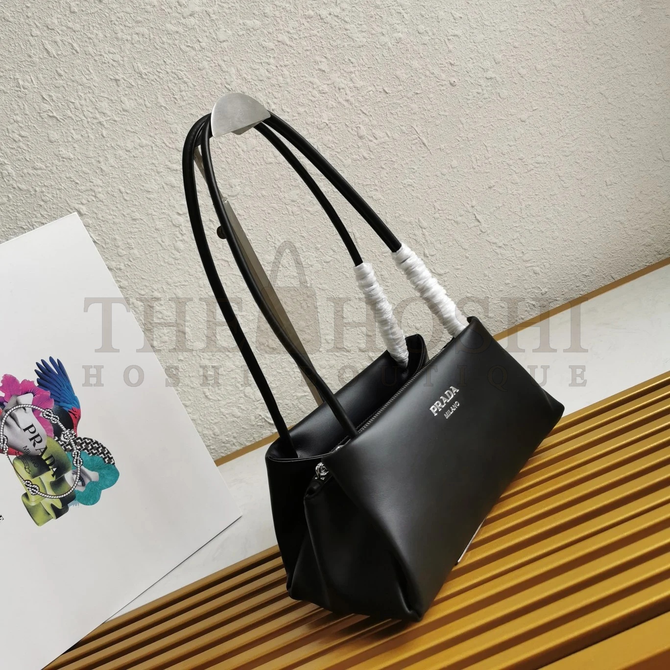 Pra*a S*pernova Small Shoulder Bag In Black Calfskin Master Quality