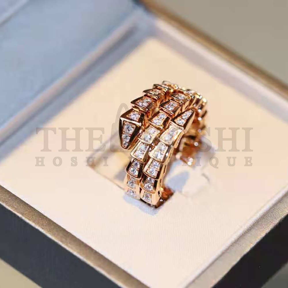 Bv1g*ai Women Serpenti Viper Two-coil 18 KT Rose Gold Ring Master Quality