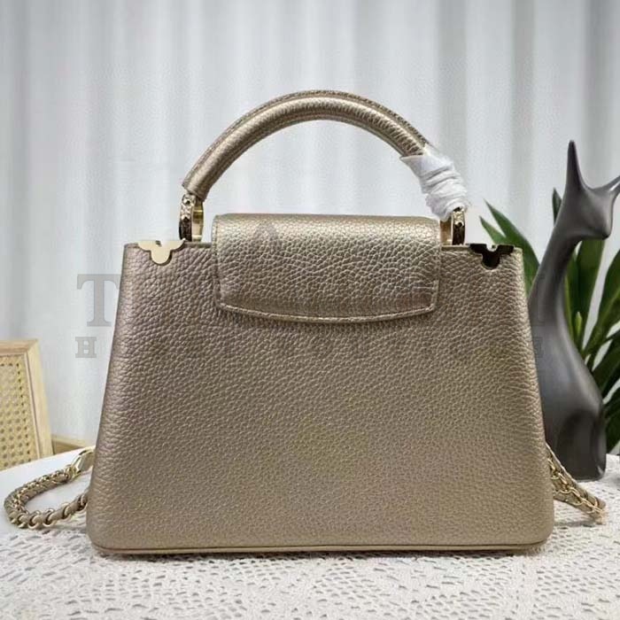 L0vis Vvtt0n LV Women Capucines BB Hand Bag Etain Metallic Gray Taurillon Leather Master Quality