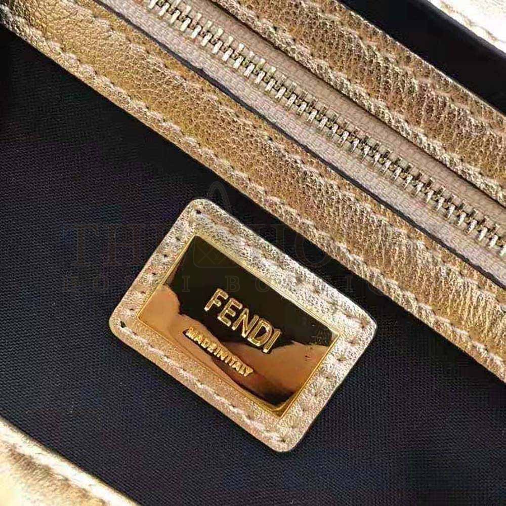 F**di Women Baguette F**di Prints On Leather Bag-Gold Master Quality