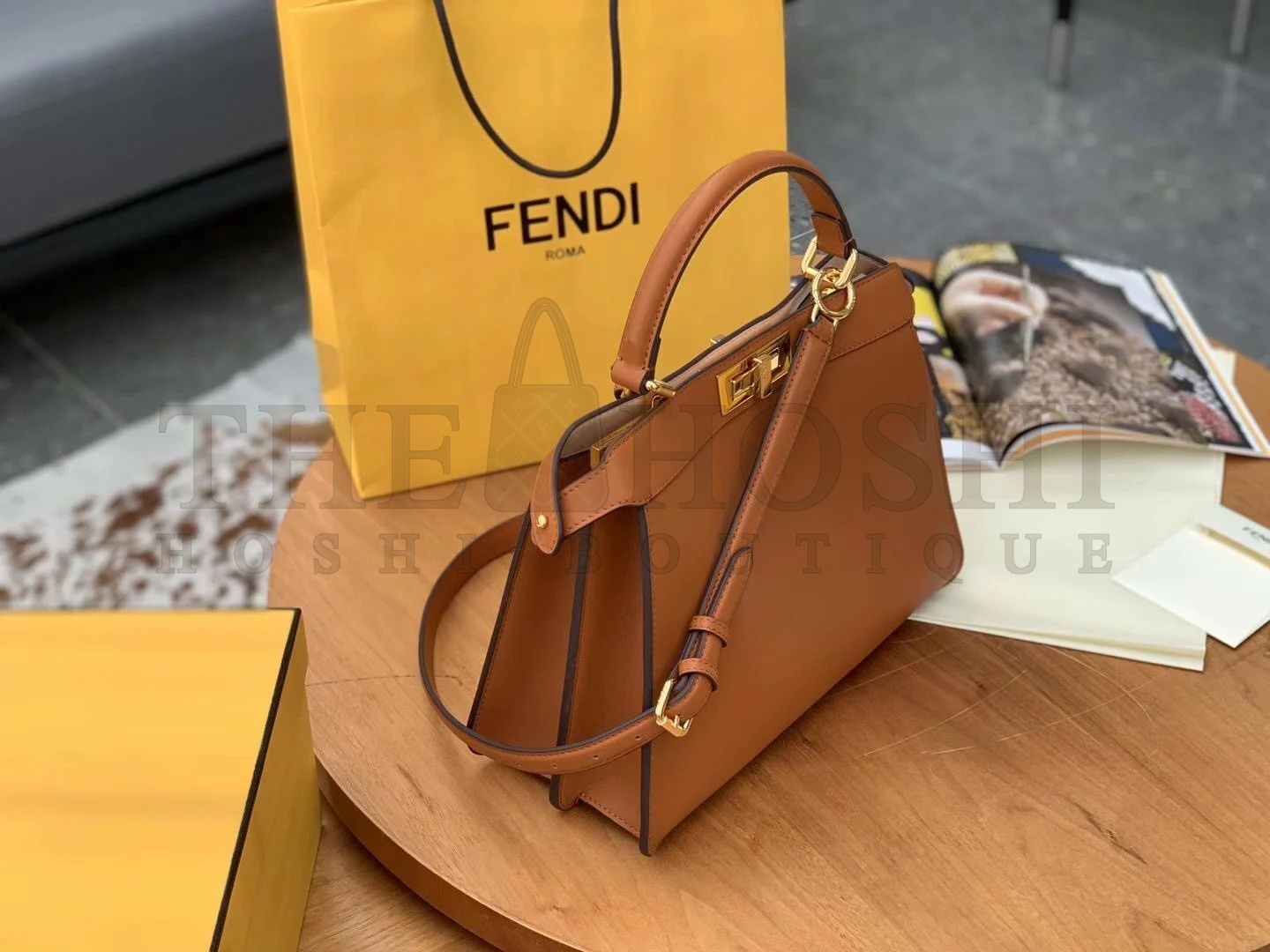 F**di Peekaboo ISeeU Medium Bag In Brown Calfskin Master Quality