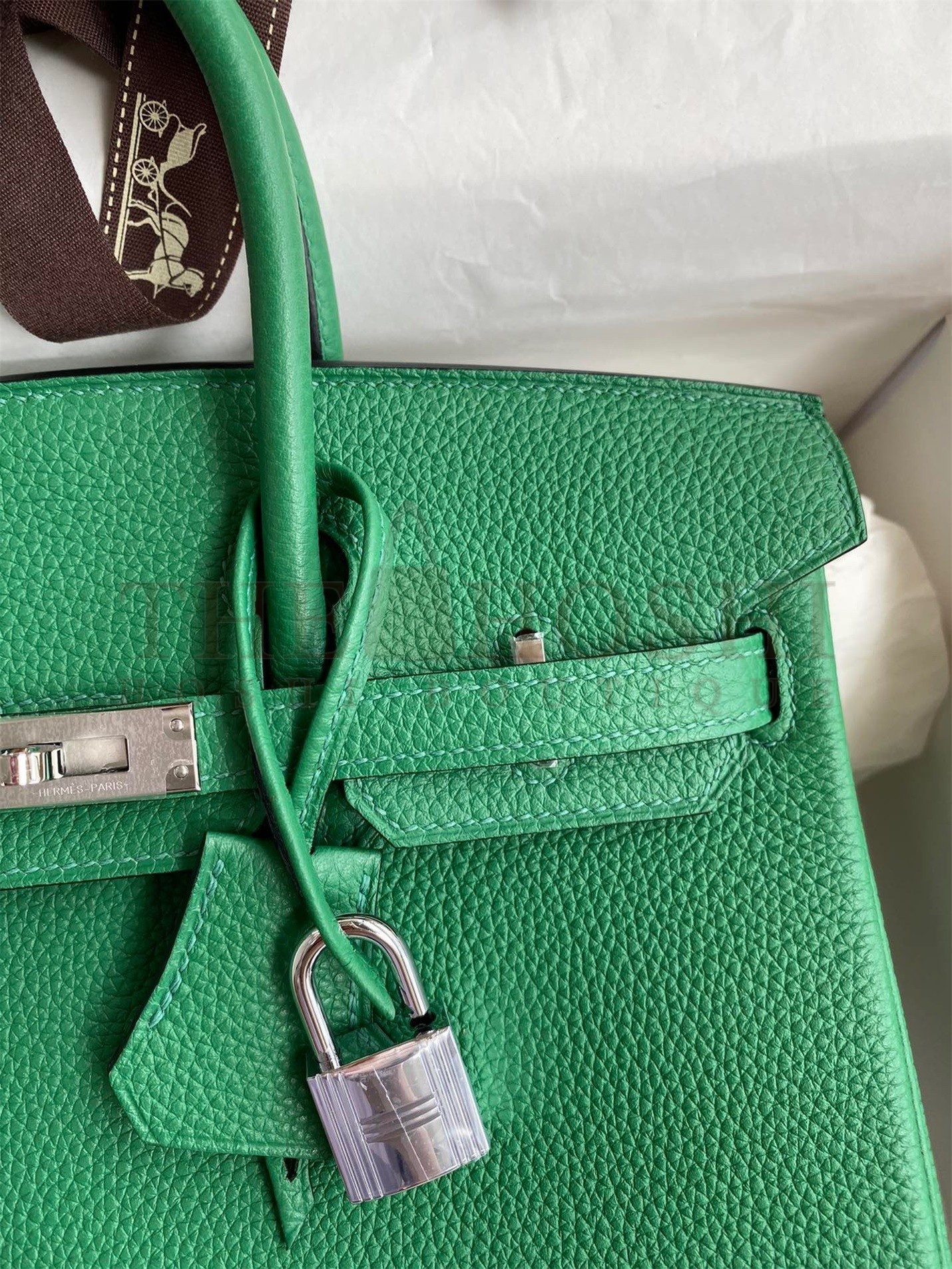 H**me5 Birkin 25 Retourne Handmade Bag In Vert Vertigo Clemence Leather Master Quality