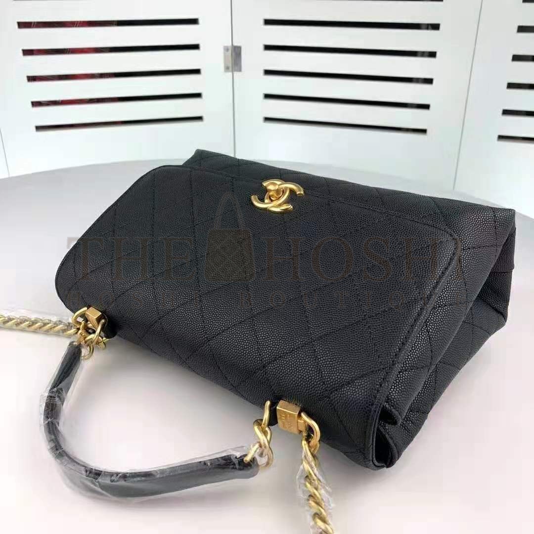 Ch**el Women Flap Bag with Top Handle in Calfskin-Black Master Quality